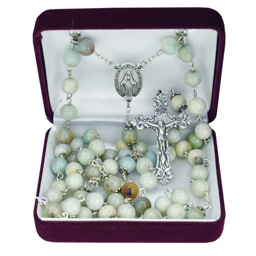 8mm Stone Adoration Rosary - Amanzonite Gemstone Beads
