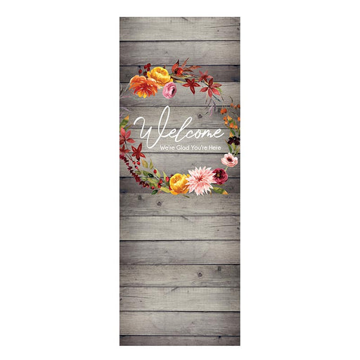 63" H Welcome Seasonal Wreath X-Stand Banner - Fall Banner for sanctuary, narthex, learning centers and meetings