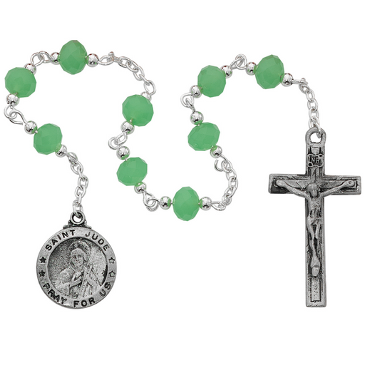 Green Crystal Beads St. Jude Chaplet  Rosary Catholic Gifts Catholic Presents Rosary Gifts