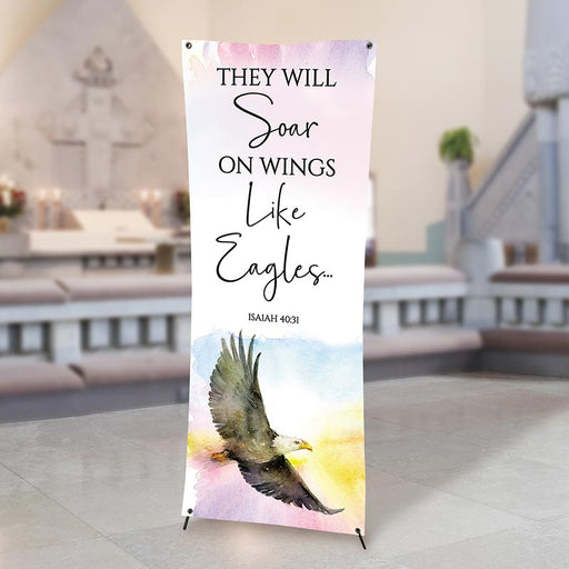 63" H They Will Soar on Wings Like Eagles X-Stand Banner