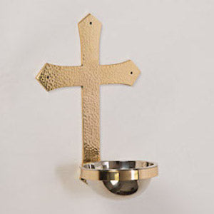 Traditional Hand Hammered Brass Cross Holy Water