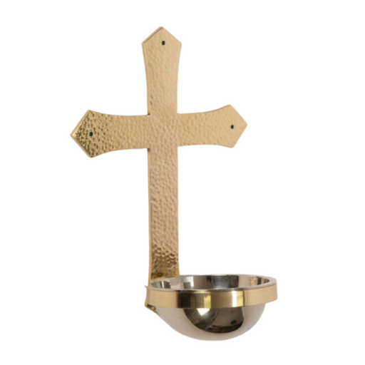 Traditional Hand Hammered Brass Cross Holy Water