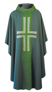 011S Art Silk Chasuble with Lucerne Applique Cross