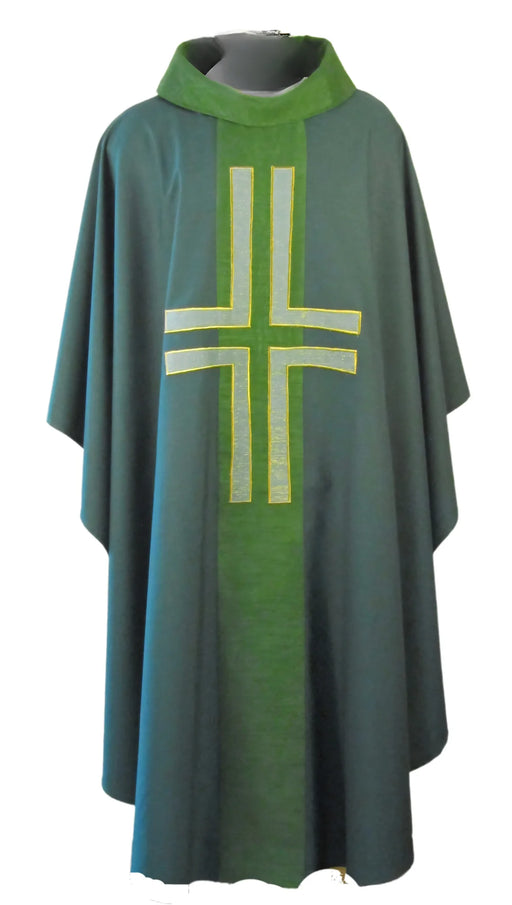 011S Art Silk Chasuble with Lucerne Applique Cross