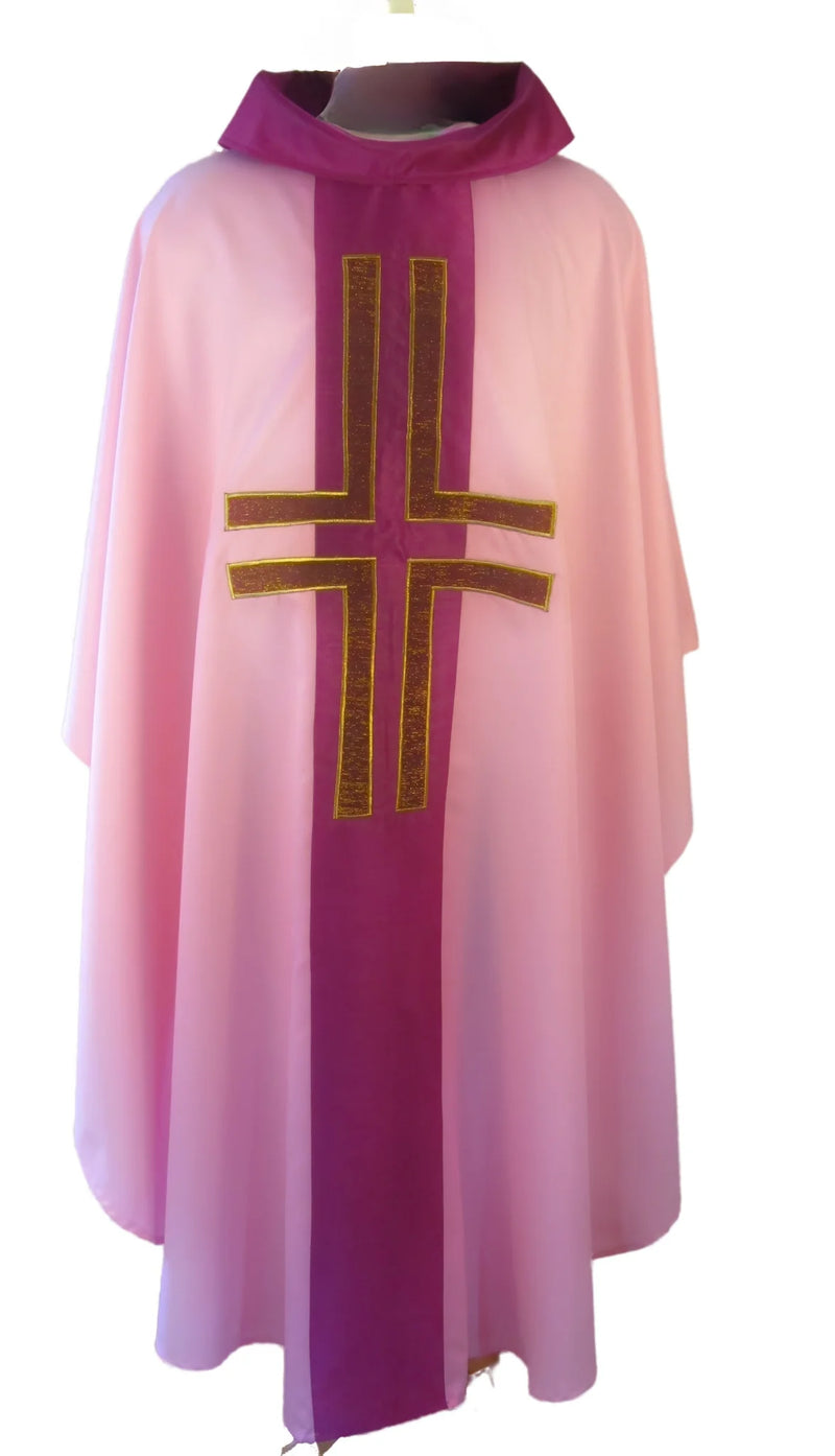 011S Art Silk Chasuble with Lucerne Applique Cross