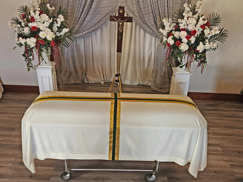 075V Funeral Pall - With Center Cross of Woven Lame and Velveteen