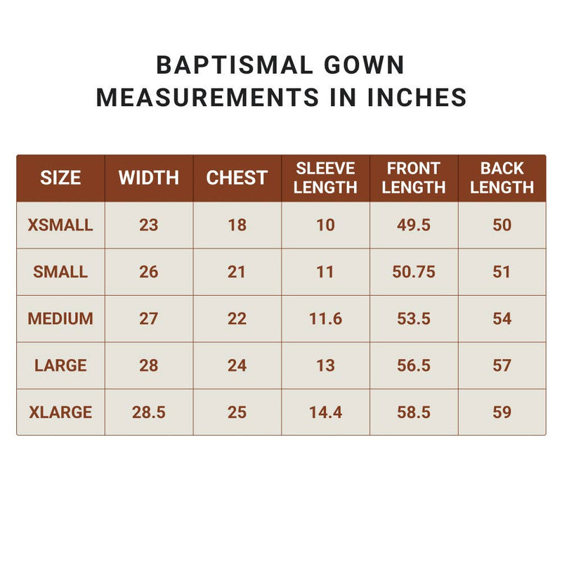 Baptismal Gown Box Pleat White XL - Poly - Weighted