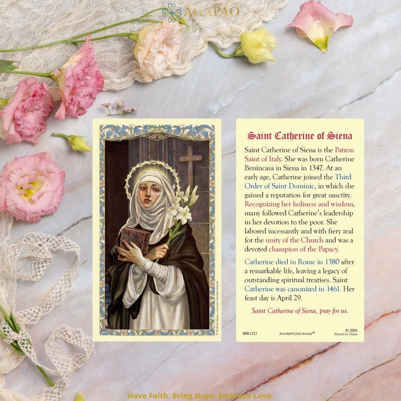 Estampita Laminada Santa Catalina de Siena - 25 Piezas. Por paquete