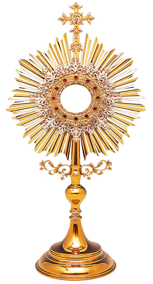 28-Inch Two-Tone Catholic Monstrance with Red Stones