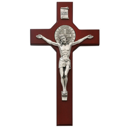 10.5" Cherry Crucifix with St. Benedict Medal