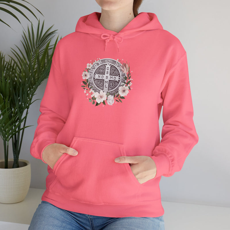 Benedictine Floral Hooded Sweatshirt – Cozy and Stylish
