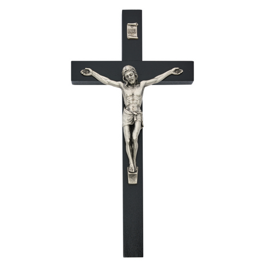 10" Black Crucifix with Silver Corpus
