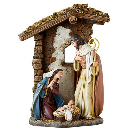 10" H Holy Family Bethlehem Stable Statue
