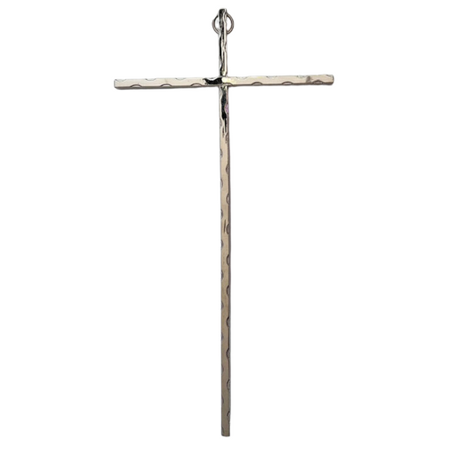 10" H Silver Hammered Cross