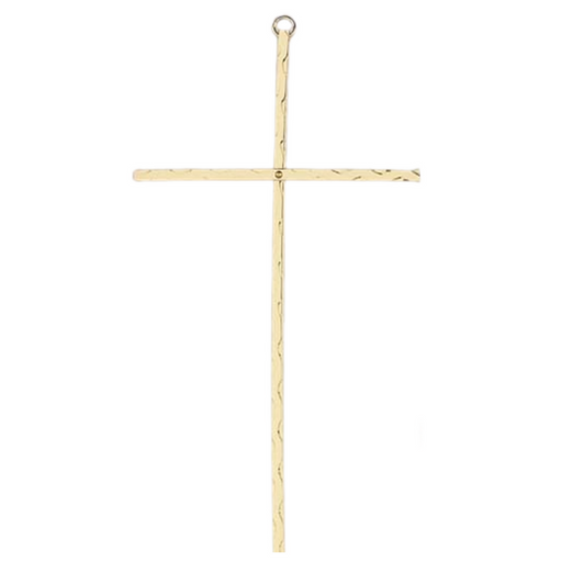 10" Hammered Solid Brass Cross