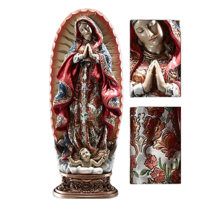 10" Our Lady of Guadalupe Statue with Ornate Base