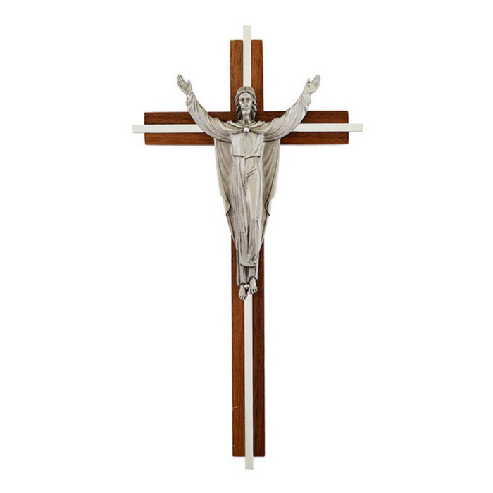 10" Risen Christ Inlay Crucifix