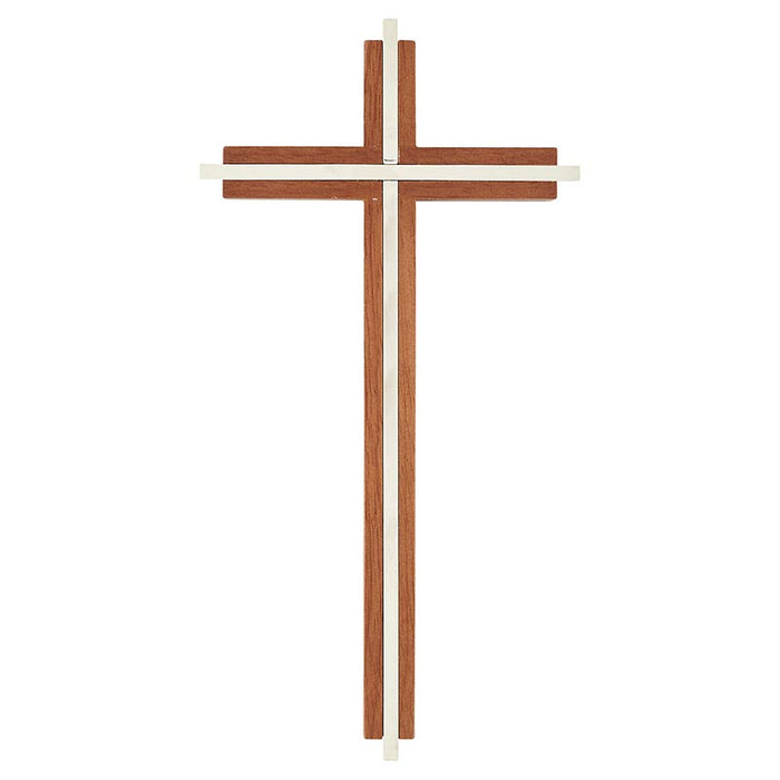 10" H Maple Wood Cross With Nickel Plated Inlay