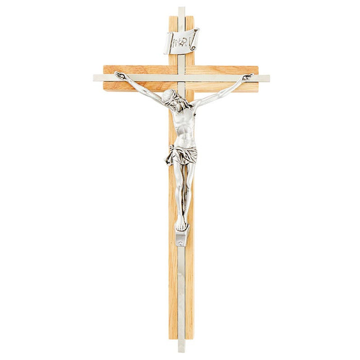 10" Oak Crucifix with Extended Inlay