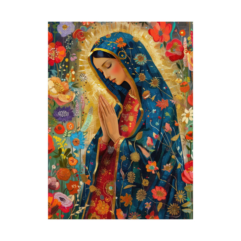 Matte Vertical Posters - Floral Mary Illustration for Spiritual Decor