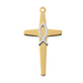 1 1/2" Two-toned Gold-plated Sterling Silver Cross with Fish Design