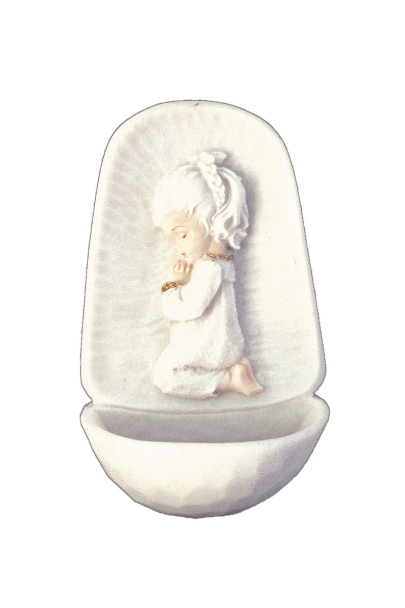 Praying Girl Font in White with Gold Highlights 4.5"