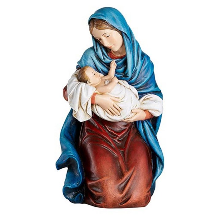 Figura de 12-1/4" H - Virgen arrodillada con niño