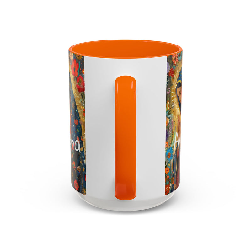 Our Lady Accent Coffee Mug – Ave Maria Gratia Plena Prayer Design (11/15oz)