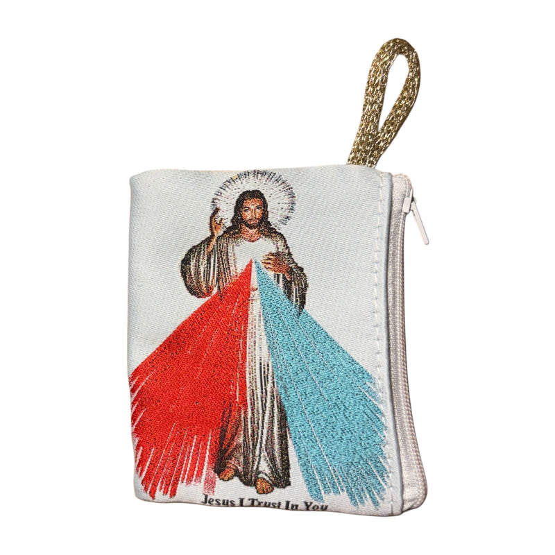 Rosary Pouch - Divine Mercy (WHITE) 3″ x 4″