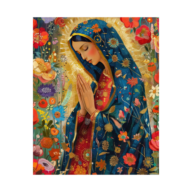 Matte Vertical Posters - Floral Mary Illustration for Spiritual Decor