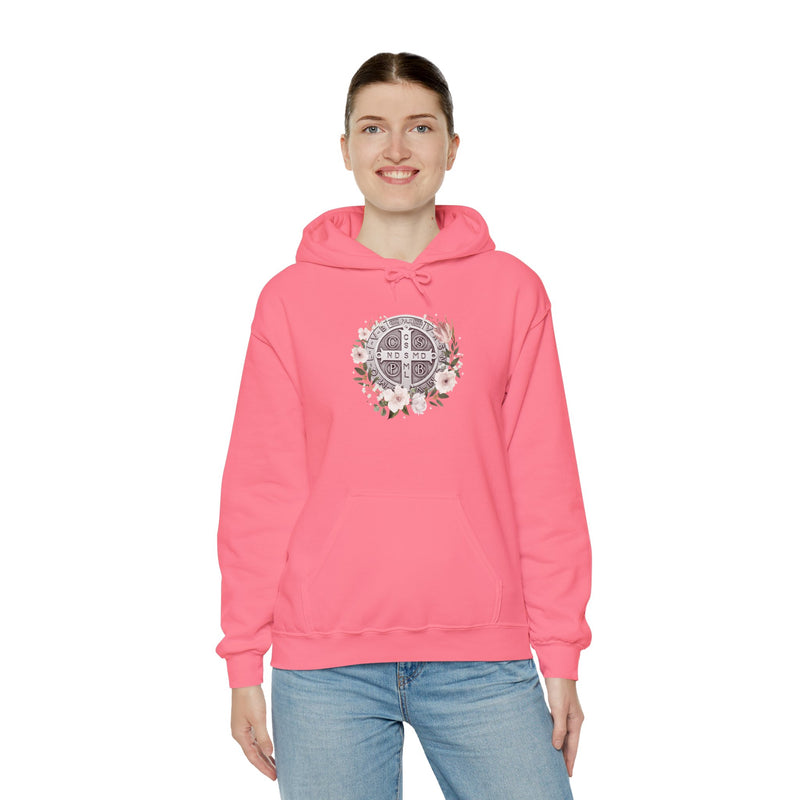 Benedictine Floral Hooded Sweatshirt – Cozy and Stylish