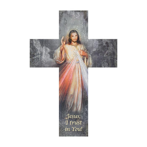 12" H Divine Mercy Inspirational Wood Cross
