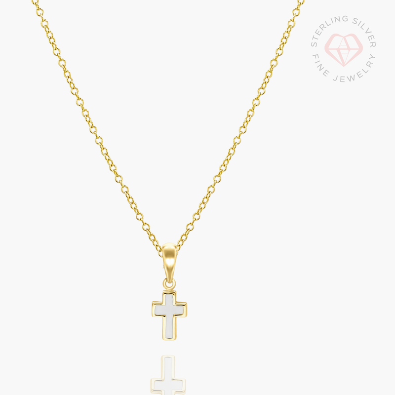 Pure Grace Cross Necklace- Gold Vermeil & Sterling Silver