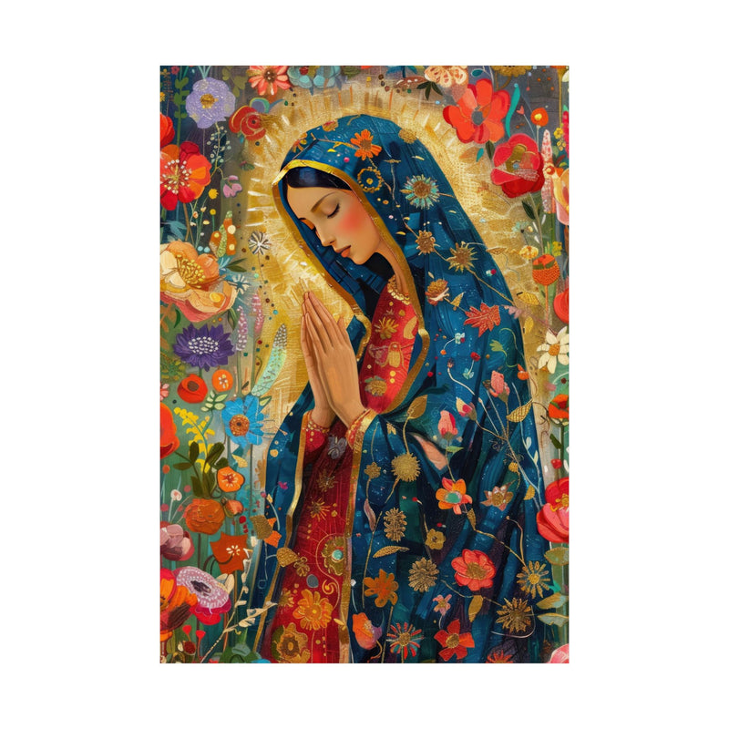 Matte Vertical Posters - Floral Mary Illustration for Spiritual Decor