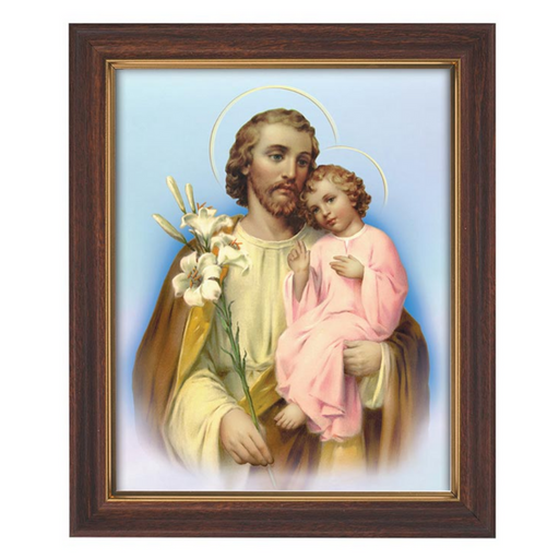 13" H Saint Joseph And Child Framed Print