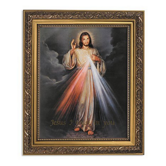 13" The Divine Mercy Ornate Gold Finish Frame