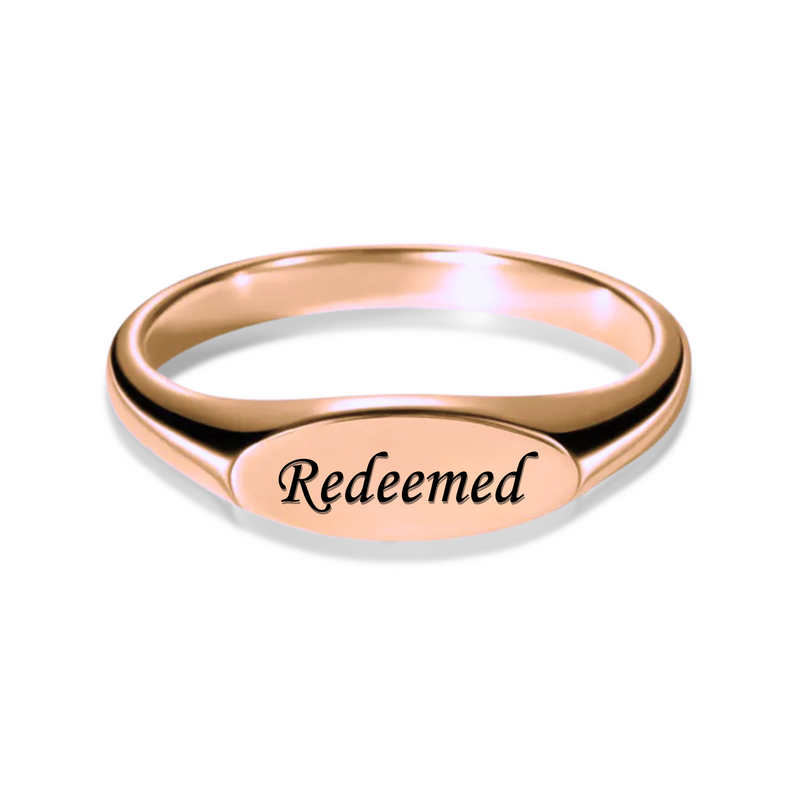Redeemed Signet Ring in Gold, Silver & Rose Gold (Made to Order Ships in 2-3 weeks)