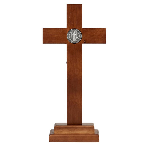 13" H St. Benedict Standing Wooden Crucifix