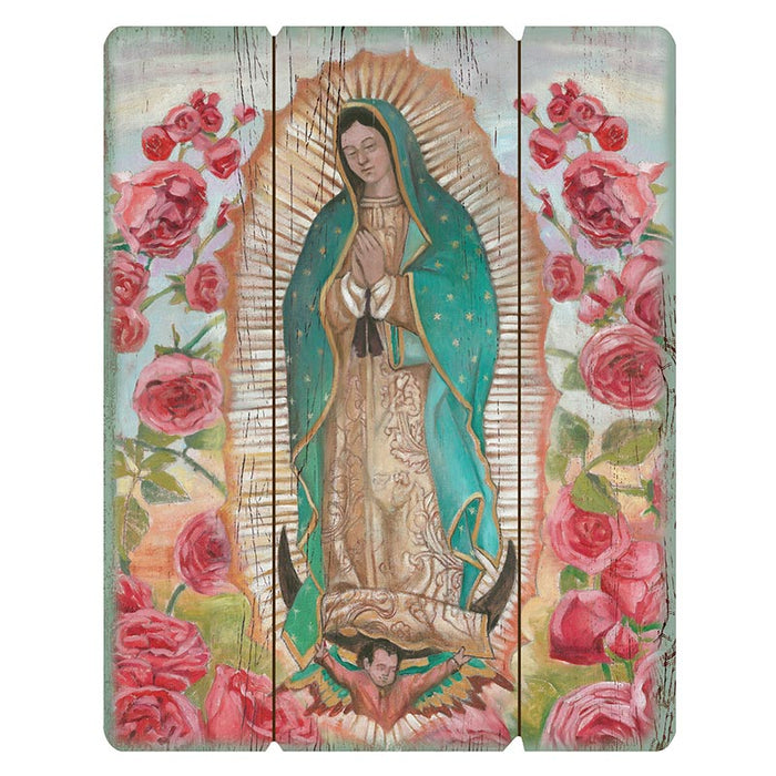 15" H Our Lady Of Guadalupe Wood Pallet Sign