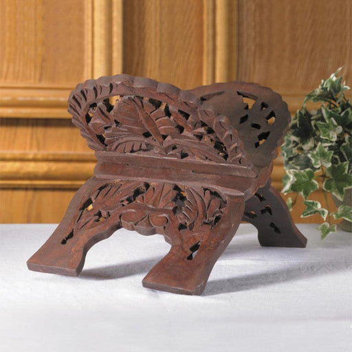 15" Hand Carved Wood Bible Stand