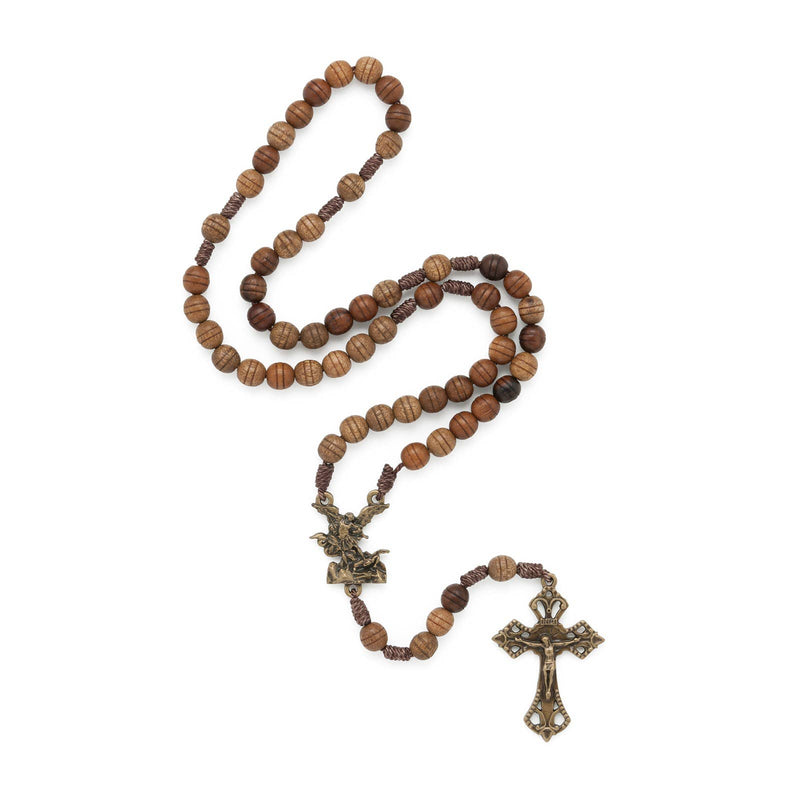 St. Michael Wooden Rosary 18”