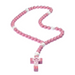 15mm Lead Free Baby Baptism Rosary w/ Large Pink Wood Beads