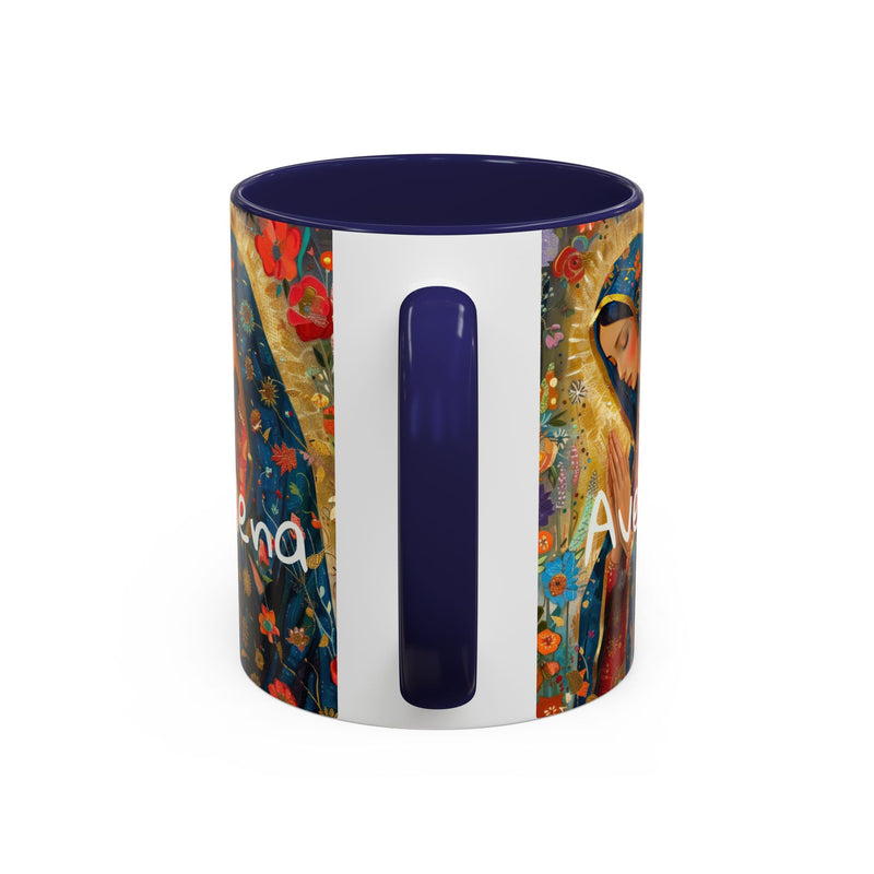 Our Lady Accent Coffee Mug – Ave Maria Gratia Plena Prayer Design (11/15oz)