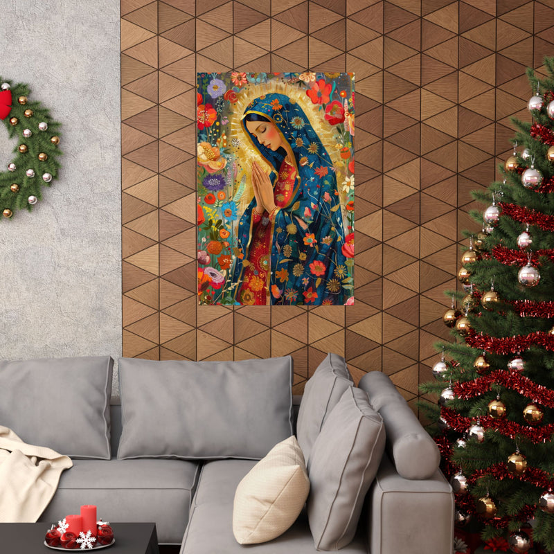 Matte Vertical Posters - Floral Mary Illustration for Spiritual Decor