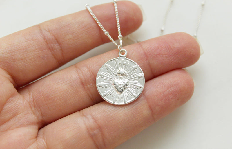 Sacred Heart minimalist version in silver