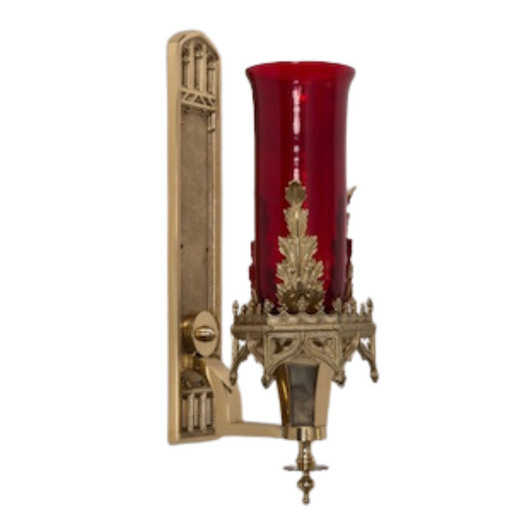 17.5" Gothic Style Wall Mounted Solid Brass Sanctuary Lamp