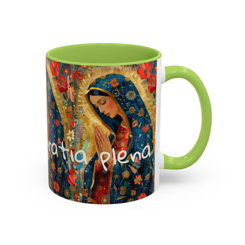 Our Lady Accent Coffee Mug – Ave Maria Gratia Plena Prayer Design (11/15oz)
