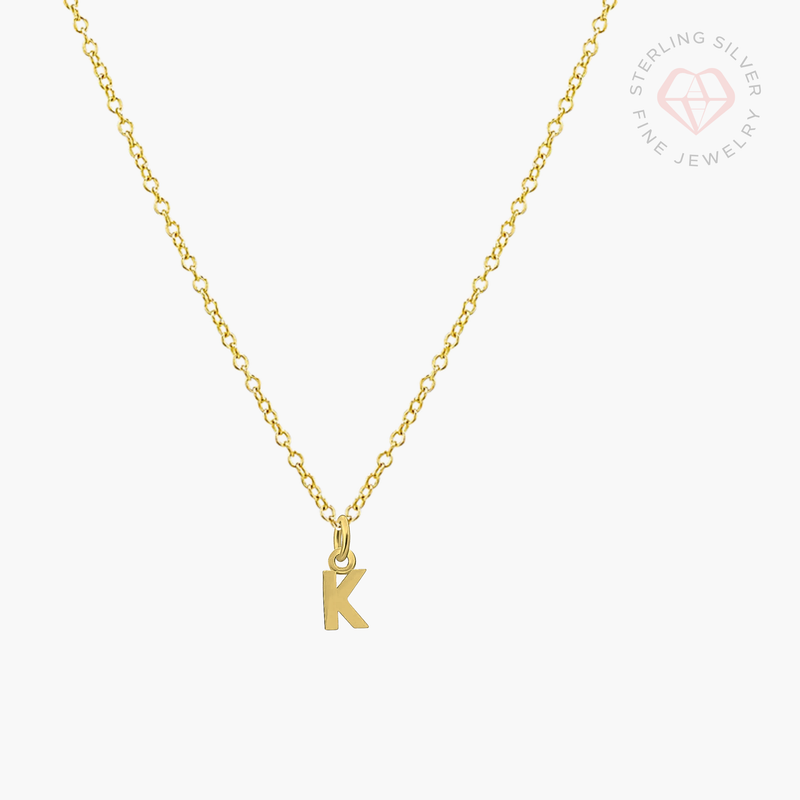 Mini Initial Necklace- Gold Vermeil & Sterling Silver