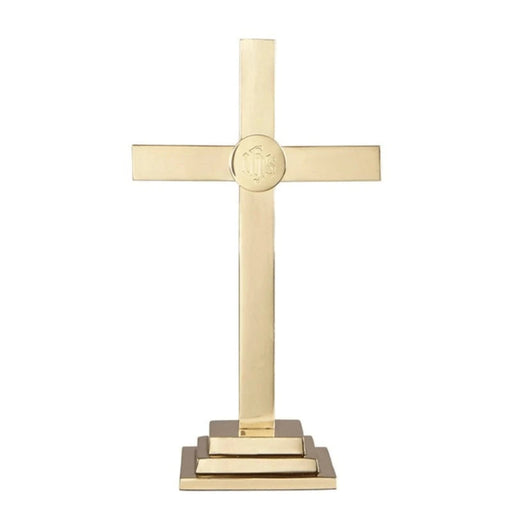 15"H Classic Altar Cross with Round IHS Emblem