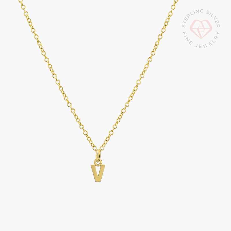 Mini Initial Necklace- Gold Vermeil & Sterling Silver